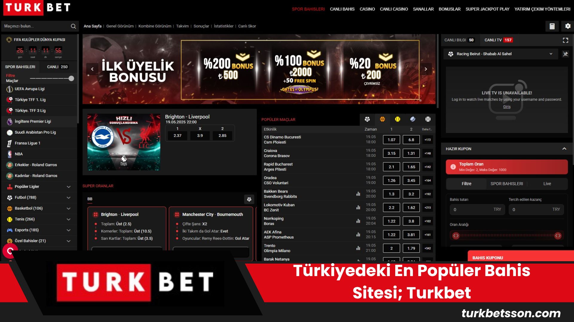 Türkiye’deki En Popüler Bahis Sitesi; Turkbet
